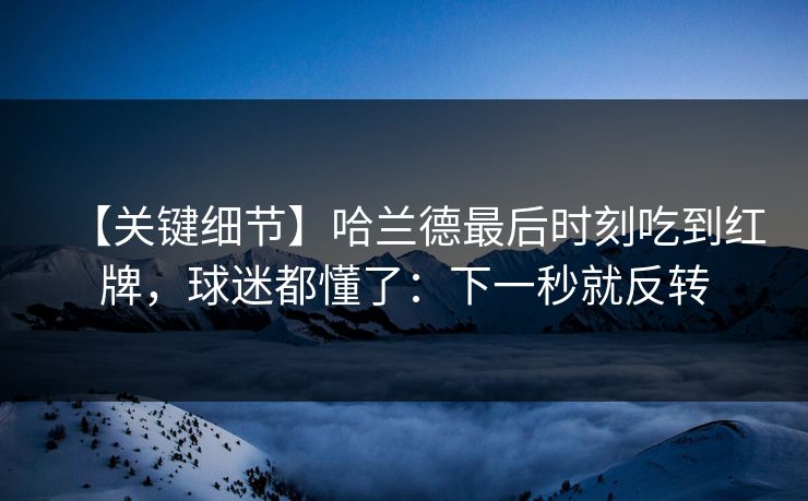 【关键细节】哈兰德最后时刻吃到红牌，球迷都懂了：下一秒就反转-第1张图片-开云体育官网地址指南 - 最新域名