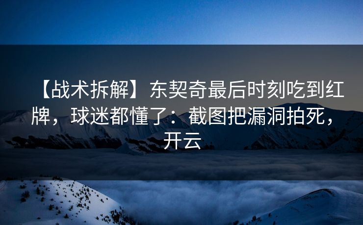 【战术拆解】东契奇最后时刻吃到红牌，球迷都懂了：截图把漏洞拍死，开云-第1张图片-开云体育官网地址指南 - 最新域名