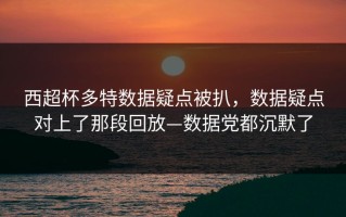 西超杯多特数据疑点被扒，数据疑点对上了那段回放—数据党都沉默了