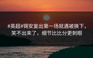 #英超#锡安复出第一场就遇被换下，笑不出来了，细节比比分更刺眼