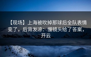 【现场】上海被吹掉那球后全队表情变了，后背发凉：慢镜头给了答案，开云
