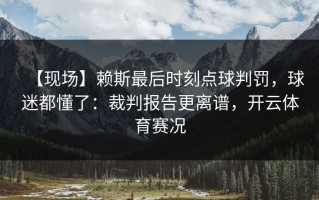 【现场】赖斯最后时刻点球判罚，球迷都懂了：裁判报告更离谱，开云体育赛况