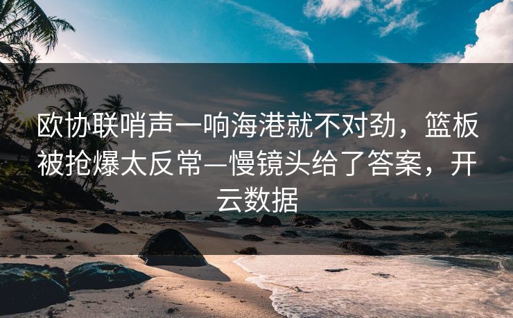 欧协联哨声一响海港就不对劲，篮板被抢爆太反常—慢镜头给了答案，开云数据